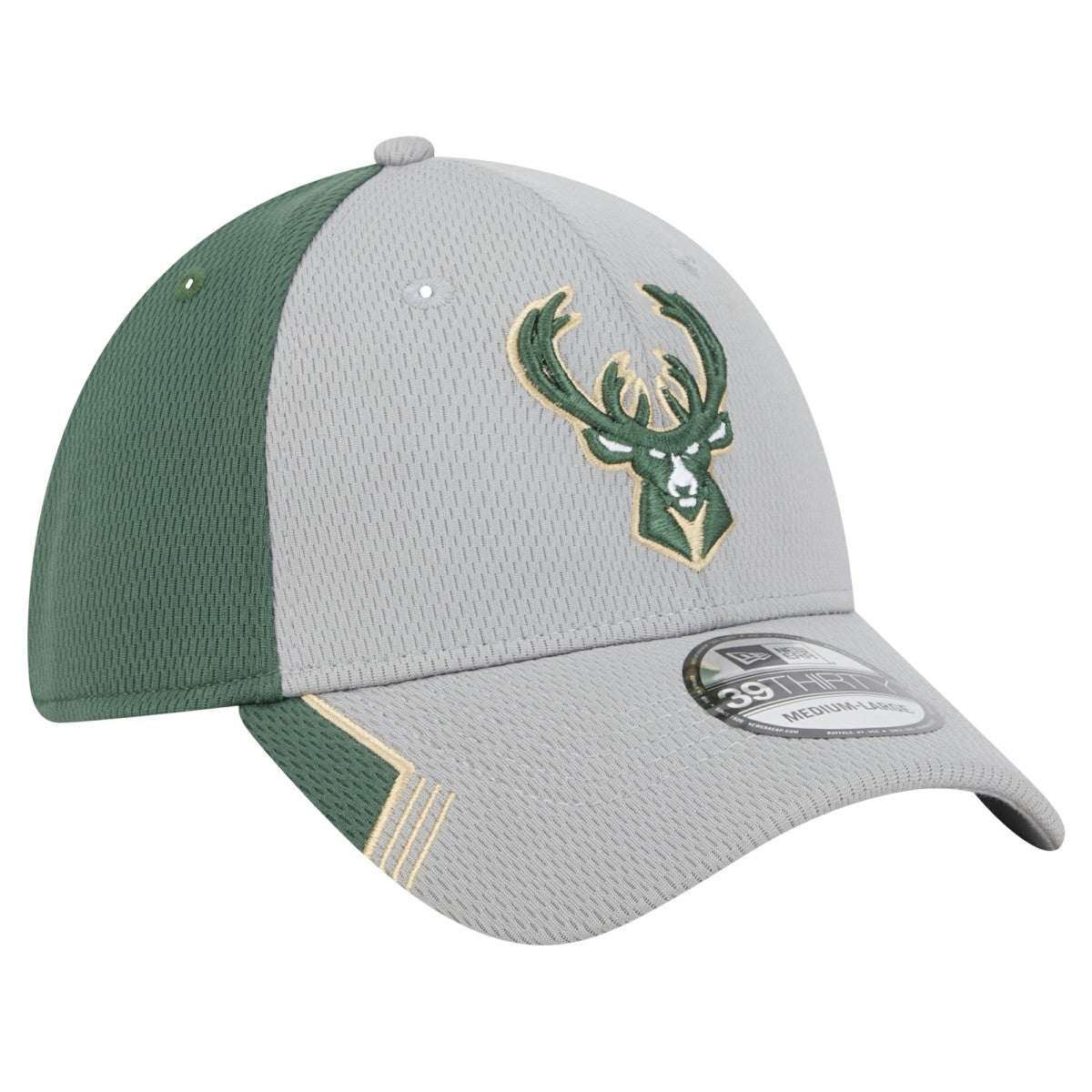 Milwaukee Bucks Active Trim 39THIRTY Flex Hat Gray/Hunter Green - NBA