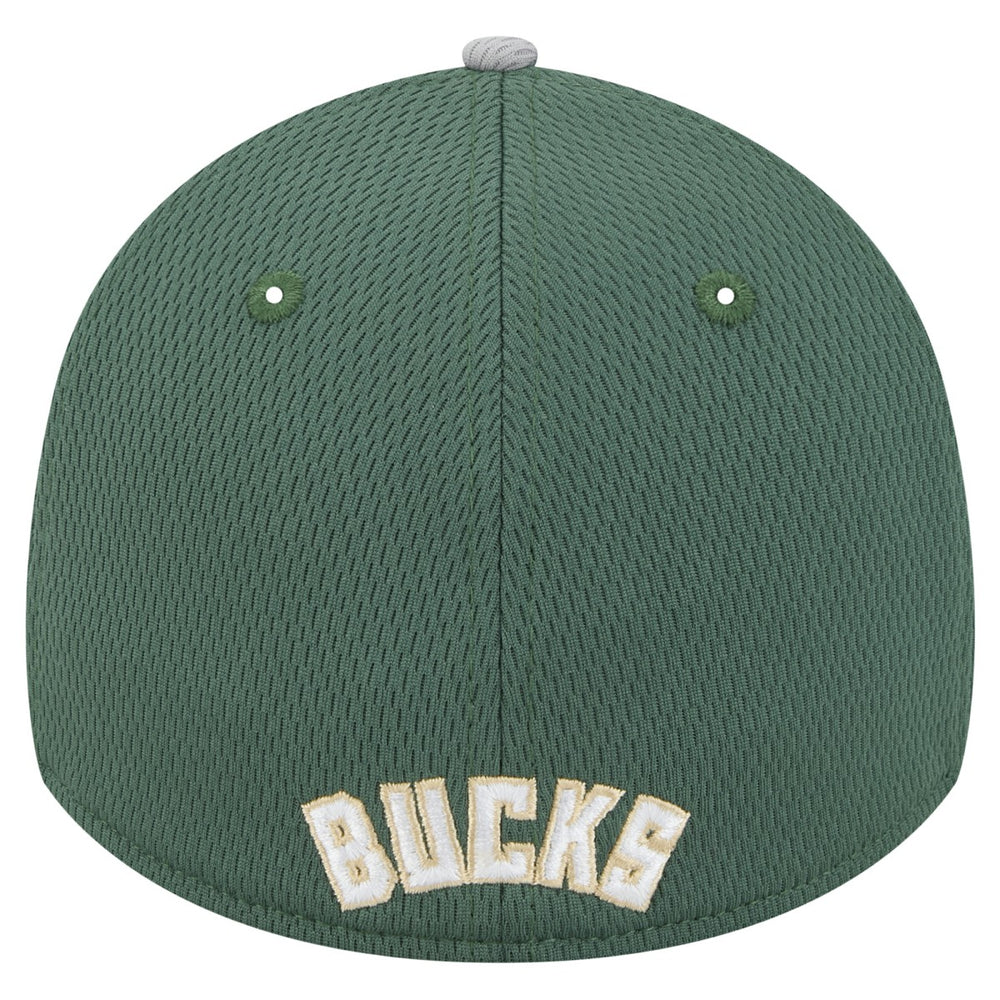 Milwaukee Bucks Active Trim 39THIRTY Flex Hat Gray/Hunter Green - NBA