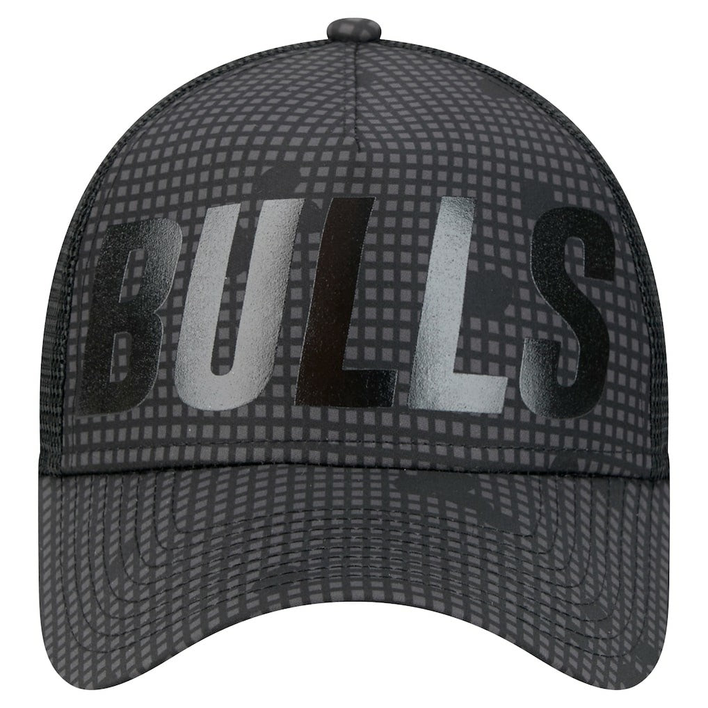 Chicago Bulls Male Adult Midnight Ink Tonal A-Frame Trucker 9FORTY Adjustable Hat Black - NBA