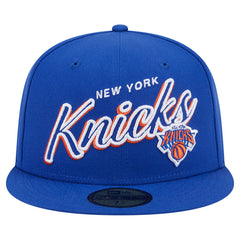 New York Knicks Sport Night Script Sided 59FIFTY Fitted Hat Blue - NBA