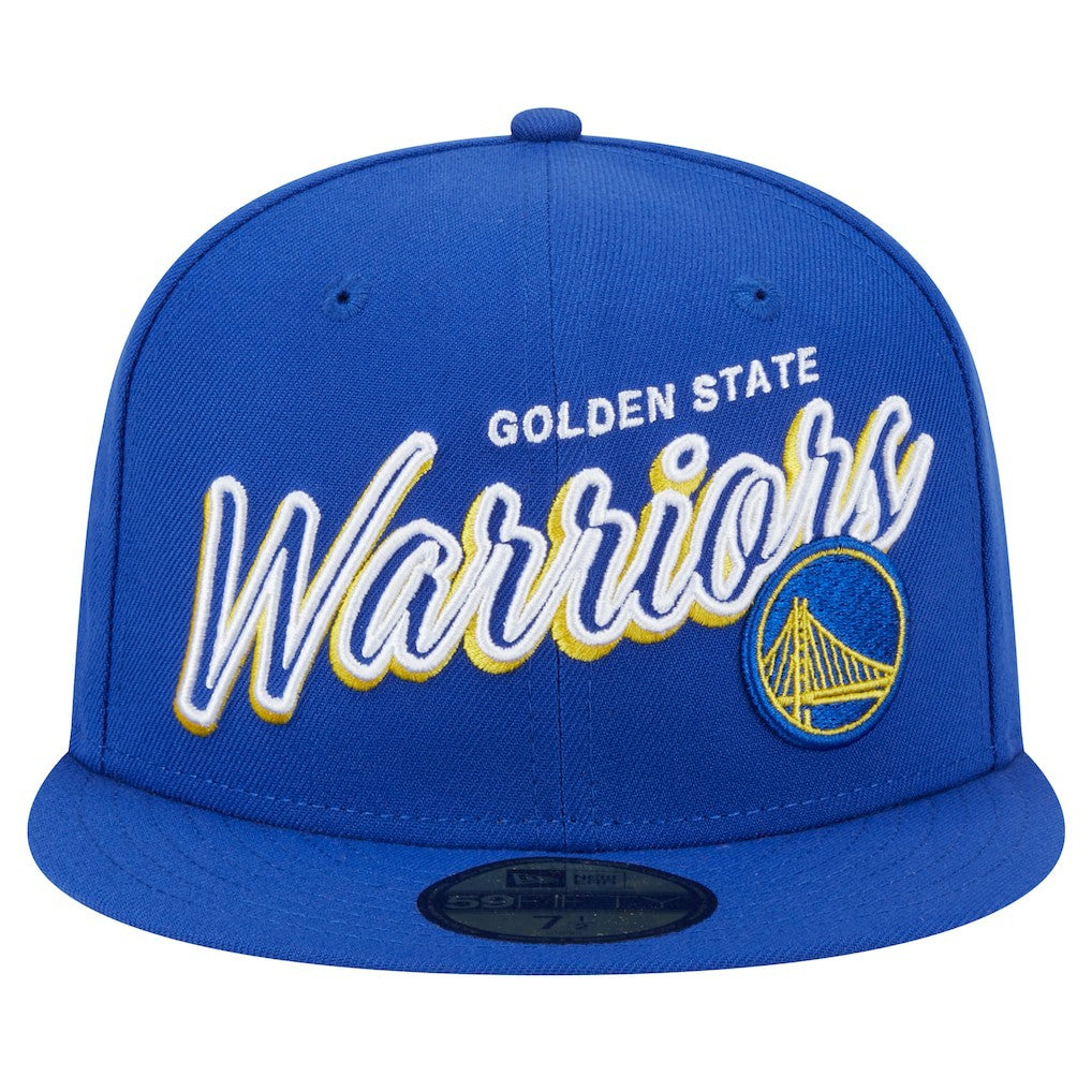 Golden State Warriors Sport Night Script Sided 59FIFTY Fitted Hat Royal - NBA