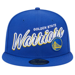 Golden State Warriors Sport Night Script Sided 59FIFTY Fitted Hat Royal - NBA