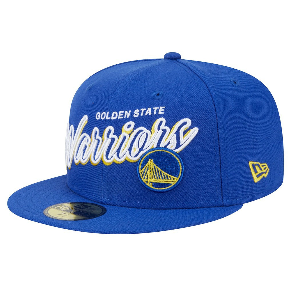Golden State Warriors Sport Night Script Sided 59FIFTY Fitted Hat Royal - NBA