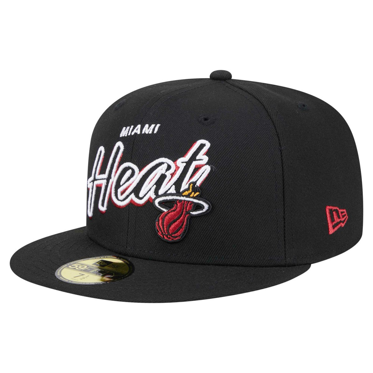 Miami Heat Sport Night Script Sided 59FIFTY Fitted Hat Black - NBA