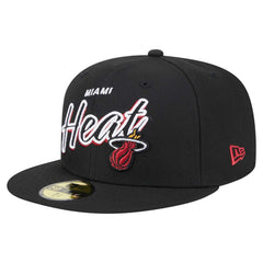 Miami Heat Sport Night Script Sided 59FIFTY Fitted Hat Black - NBA