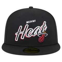 Miami Heat Sport Night Script Sided 59FIFTY Fitted Hat Black - NBA