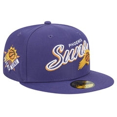 Phoenix Suns Sport Night Script Sided 59FIFTY Fitted Hat Purple - NBA