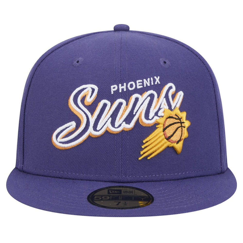 Phoenix Suns Sport Night Script Sided 59FIFTY Fitted Hat Purple - NBA