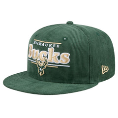 Milwaukee Bucks Throwback Display Corduroy 9FIFTY Snapback Hat Hunter Green - NBA