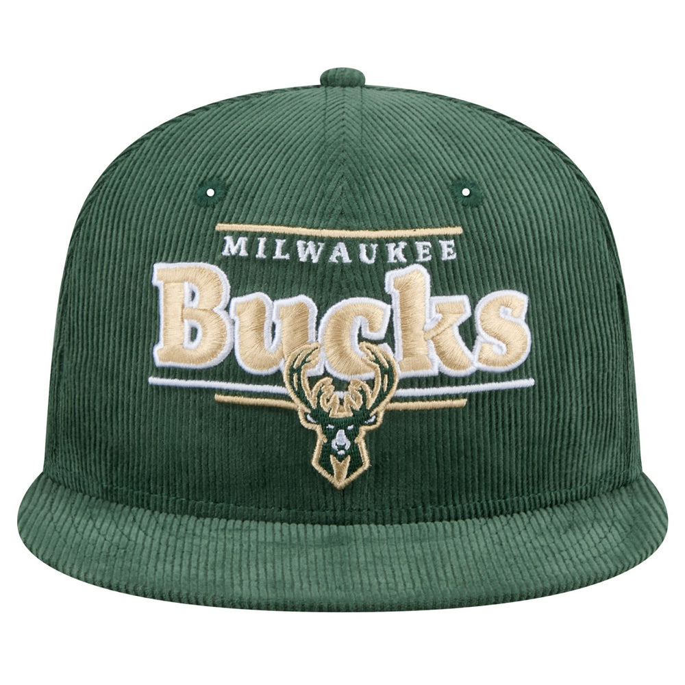 Milwaukee Bucks Throwback Display Corduroy 9FIFTY Snapback Hat Hunter Green - NBA