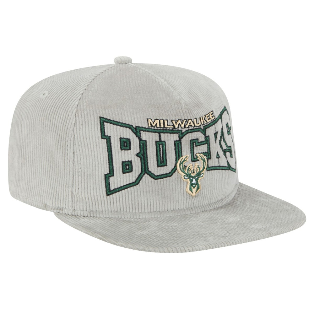Milwaukee Bucks Throwback Corduroy Golfer Snapback Hat Gray - NBA
