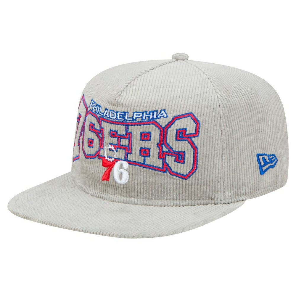 Philadelphia 76ers Throwback Corduroy Golfer Snapback Hat Gray - NBA