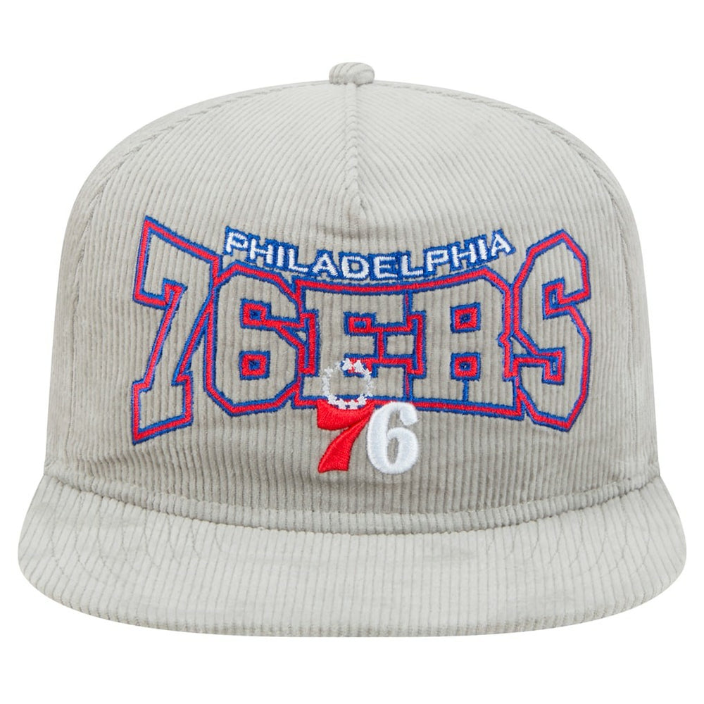 Philadelphia 76ers Throwback Corduroy Golfer Snapback Hat Gray - NBA