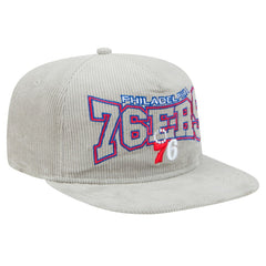 Philadelphia 76ers Throwback Corduroy Golfer Snapback Hat Gray - NBA