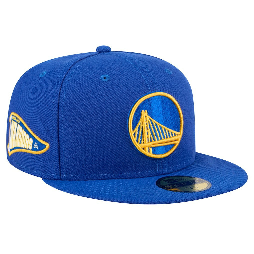 Golden State Warriors Throwback Pennant 59FIFTY Fitted Hat Royal - NBA