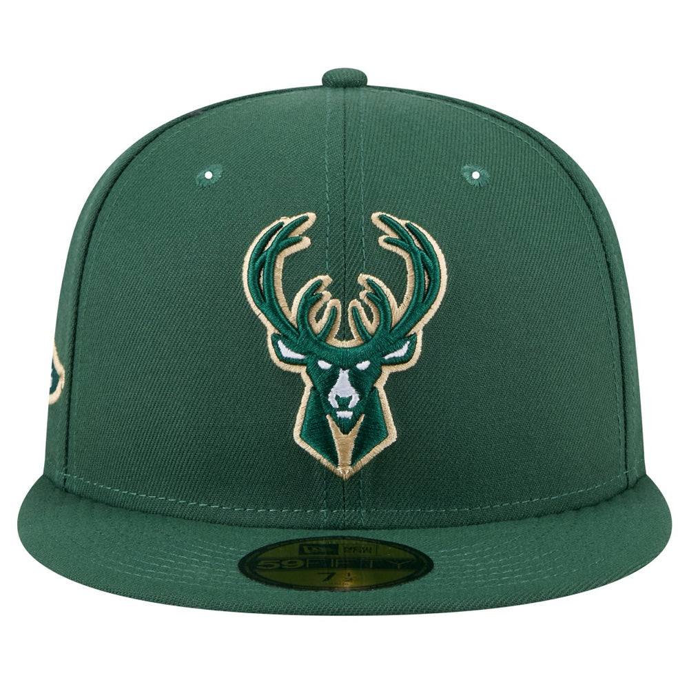 Milwaukee Bucks Throwback Pennant 59FIFTY Fitted Hat Hunter Green - NBA