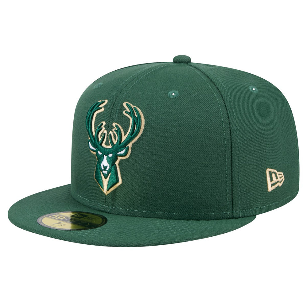Milwaukee Bucks Throwback Pennant 59FIFTY Fitted Hat Hunter Green - NBA