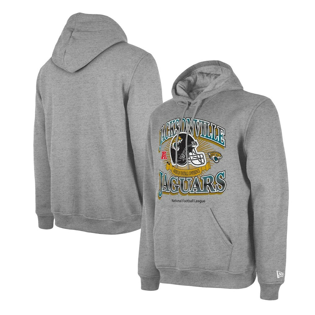 Jacksonville Jaguars New Era Retro Pullover Hoodie Heather Gray | NFL