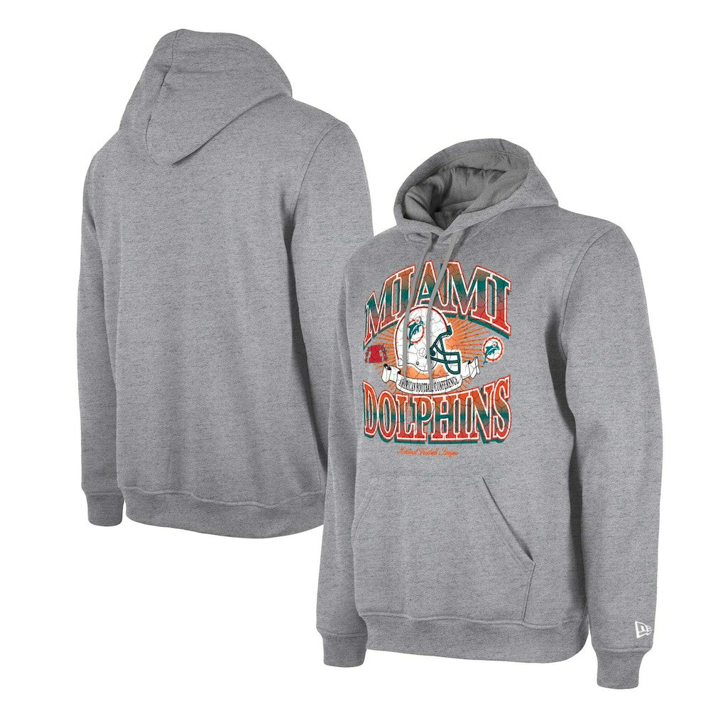 Miami Dolphins New Era Retro Pullover Hoodie Heather Gray | NFL