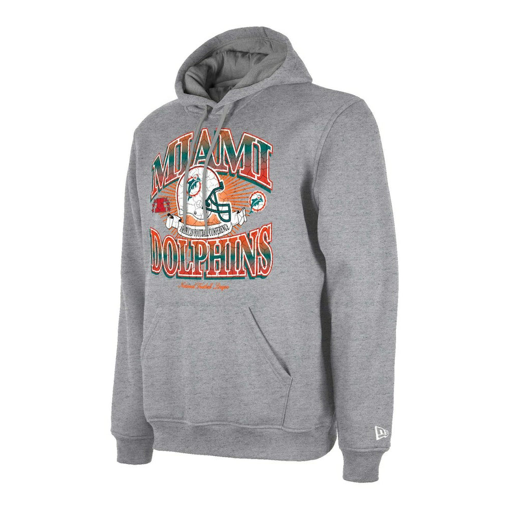 Miami Dolphins New Era Retro Pullover Hoodie Heather Gray | NFL