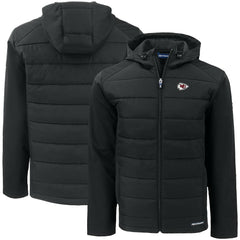 Kansas City Chiefs Cutter & Buck Big & Tall Evoke Hybrid Eco Softshell Recycled Full-Zip Hooded Jacket Black | NFL