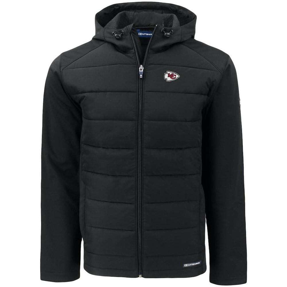 Kansas City Chiefs Cutter & Buck Big & Tall Evoke Hybrid Eco Softshell Recycled Full-Zip Hooded Jacket Black | NFL