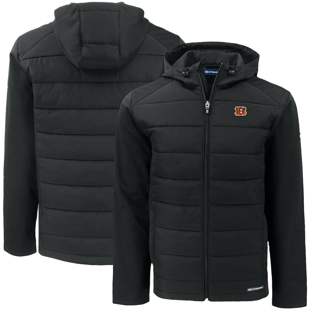 Cincinnati Bengals Cutter & Buck Big & Tall Evoke Hybrid Eco Softshell Recycled Full-Zip Hooded Jacket Black | NFL