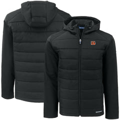 Cincinnati Bengals Cutter & Buck Big & Tall Evoke Hybrid Eco Softshell Recycled Full-Zip Hooded Jacket Black | NFL