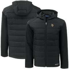 Minnesota Vikings Cutter & Buck Big & Tall Evoke Hybrid Eco Softshell Recycled Full-Zip Hooded Jacket Black | NFL