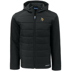 Minnesota Vikings Cutter & Buck Big & Tall Evoke Hybrid Eco Softshell Recycled Full-Zip Hooded Jacket Black | NFL