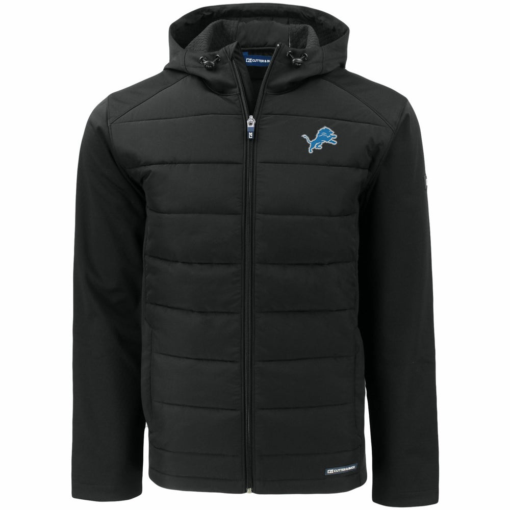 Detroit Lions Cutter & Buck Big & Tall Evoke Hybrid Eco Softshell Recycled Full-Zip Hooded Jacket Black | NFL