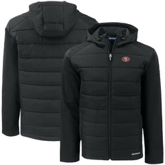 San Francisco 49ers Cutter & Buck Big & Tall Evoke Hybrid Eco Softshell Recycled Full-Zip Hooded Jacket Black | NFL