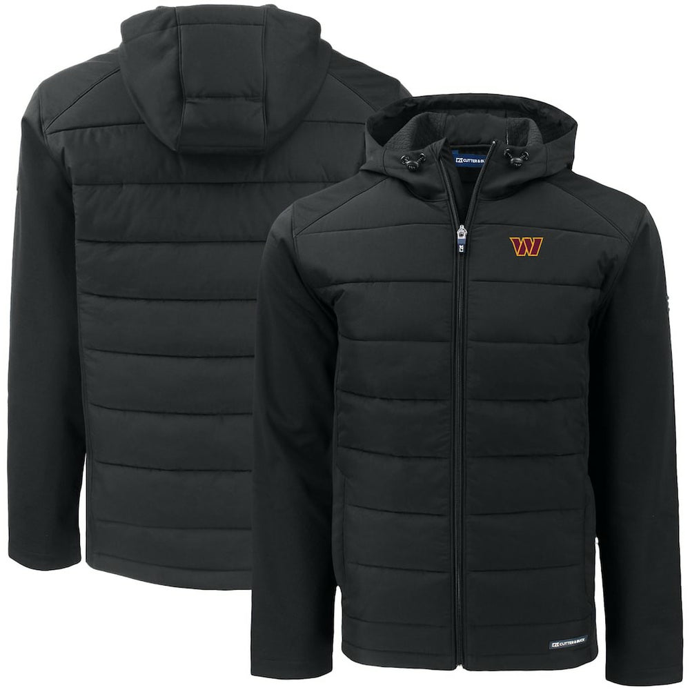 Washington Commanders Cutter & Buck Big & Tall Evoke Hybrid Eco Softshell Recycled Full-Zip Hooded Jacket Black | NFL