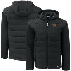 Washington Commanders Cutter & Buck Big & Tall Evoke Hybrid Eco Softshell Recycled Full-Zip Hooded Jacket Black | NFL