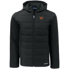Washington Commanders Cutter & Buck Big & Tall Evoke Hybrid Eco Softshell Recycled Full-Zip Hooded Jacket Black | NFL