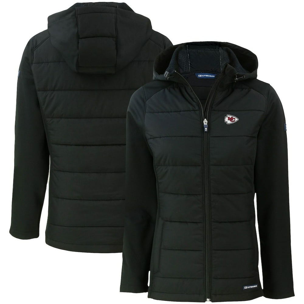 Kansas City Chiefs Cutter & Buck Women's Evoke PrimaLoft Hybrid Eco Softshell Recycled Full-Zip Hooded Jacket Black | NFL