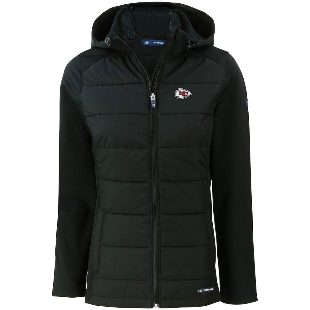 Kansas City Chiefs Cutter & Buck Women's Evoke PrimaLoft Hybrid Eco Softshell Recycled Full-Zip Hooded Jacket Black | NFL