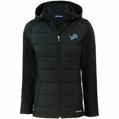 Detroit Lions Cutter & Buck Women's Evoke PrimaLoft Hybrid Eco Softshell Recycled Full-Zip Hooded Jacket Black | NFL