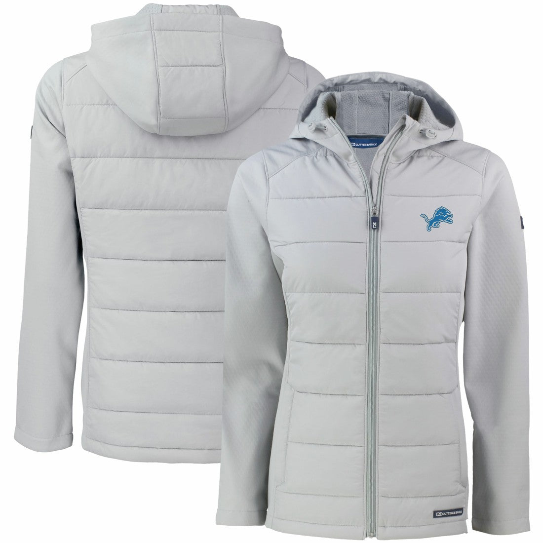 Detroit Lions Cutter & Buck Women's Evoke PrimaLoft Hybrid Eco Softshell Recycled Full-Zip Hooded Jacket Gray | NFL