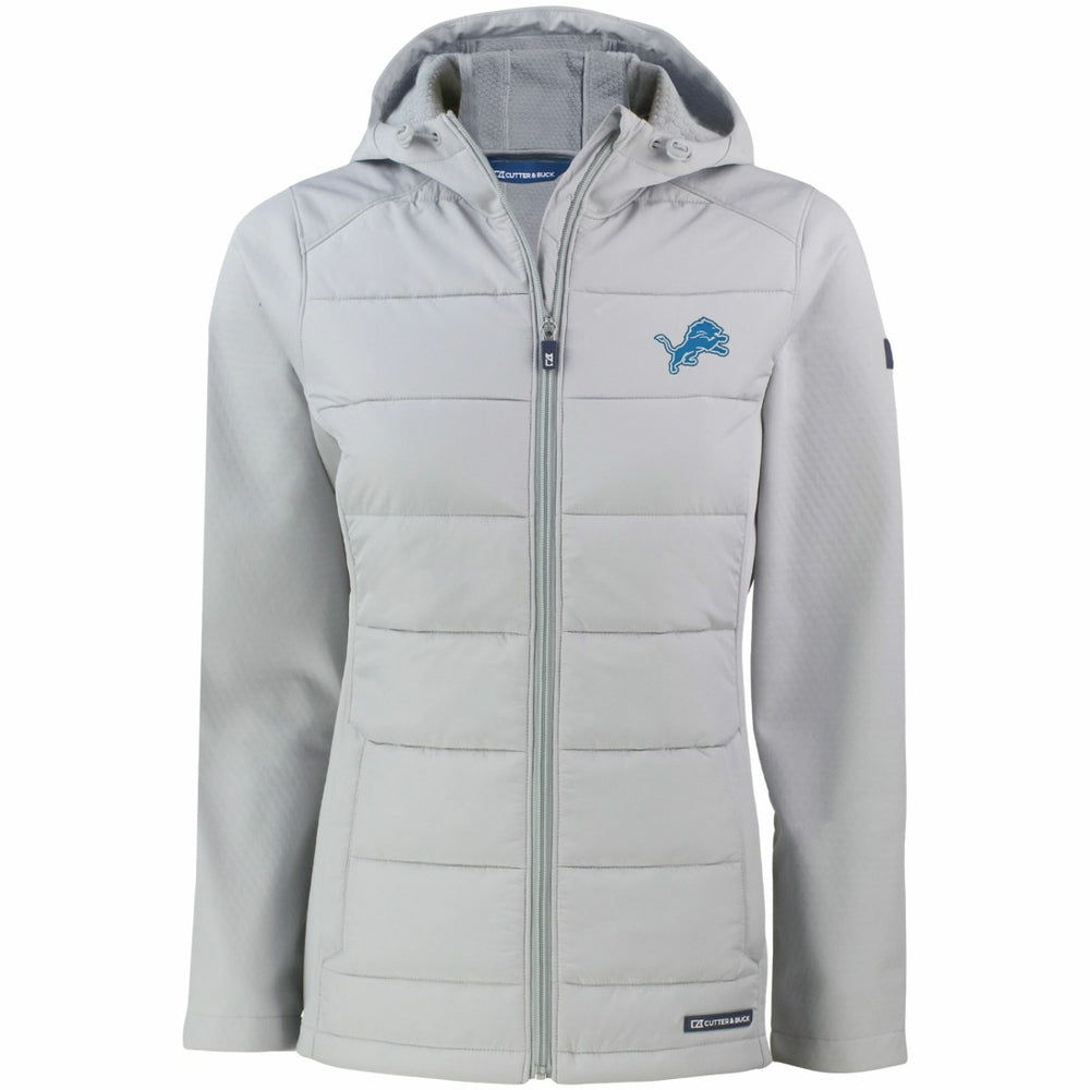 Detroit Lions Cutter & Buck Women's Evoke PrimaLoft Hybrid Eco Softshell Recycled Full-Zip Hooded Jacket Gray | NFL