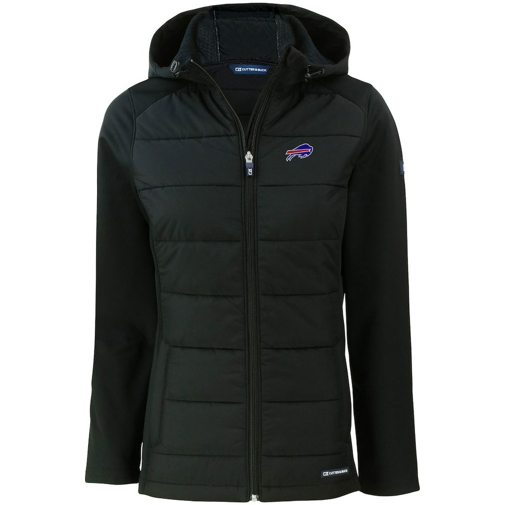 Buffalo Bills Cutter & Buck Women's Evoke PrimaLoft Hybrid Eco Softshell Recycled Full-Zip Hooded Jacket Black | NFL