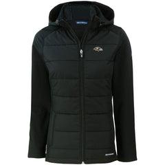 Baltimore Ravens Cutter & Buck Women's Evoke PrimaLoft Hybrid Eco Softshell Recycled Full-Zip Hooded Jacket Black | NFL