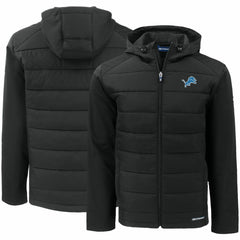 Detroit Lions Cutter & Buck Evoke PrimaLoft Hybrid Eco Softshell Recycled Full-Zip Hooded Jacket Black | NFL