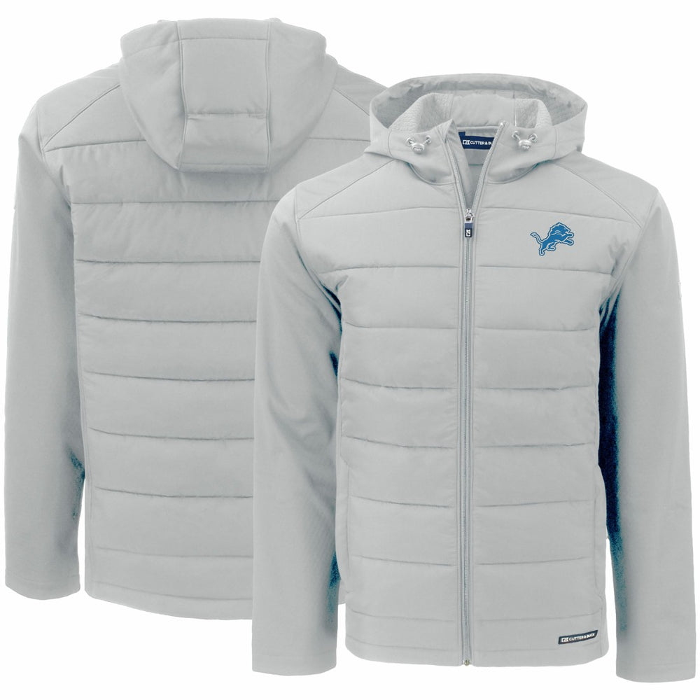 Detroit Lions Cutter & Buck Evoke PrimaLoft Hybrid Eco Softshell Recycled Full-Zip Hooded Jacket Gray | NFL