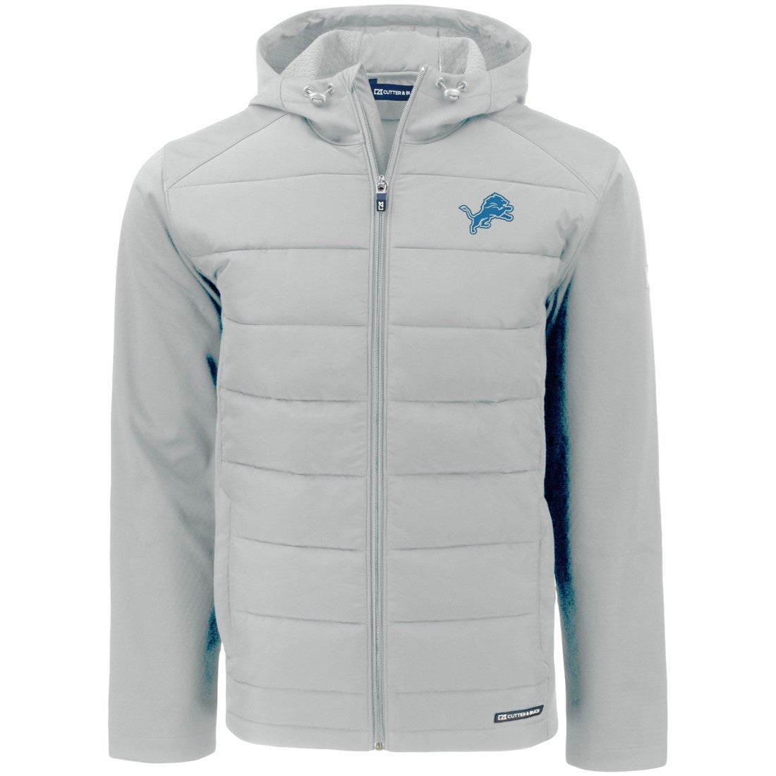 Detroit Lions Cutter & Buck Evoke PrimaLoft Hybrid Eco Softshell Recycled Full-Zip Hooded Jacket Gray | NFL