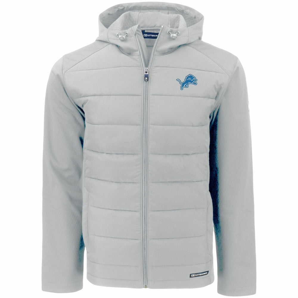 Detroit Lions Cutter & Buck Evoke PrimaLoft Hybrid Eco Softshell Recycled Full-Zip Hooded Jacket Gray | NFL