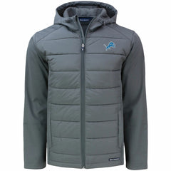Detroit Lions Cutter & Buck Evoke PrimaLoft Hybrid Eco Softshell Recycled Full-Zip Hooded Jacket Gray | NFL