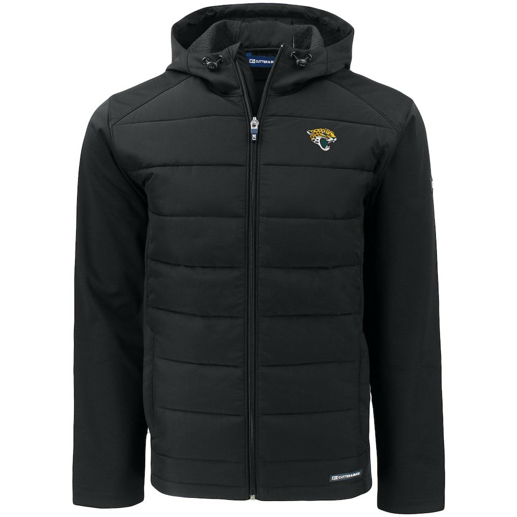 Jacksonville Jaguars Cutter & Buck Evoke PrimaLoft Hybrid Eco Softshell Recycled Full-Zip Hooded Jacket Black | NFL