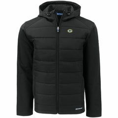 Green Bay Packers Cutter & Buck Evoke PrimaLoft Hybrid Eco Softshell Recycled Full-Zip Hooded Jacket Black | NFL
