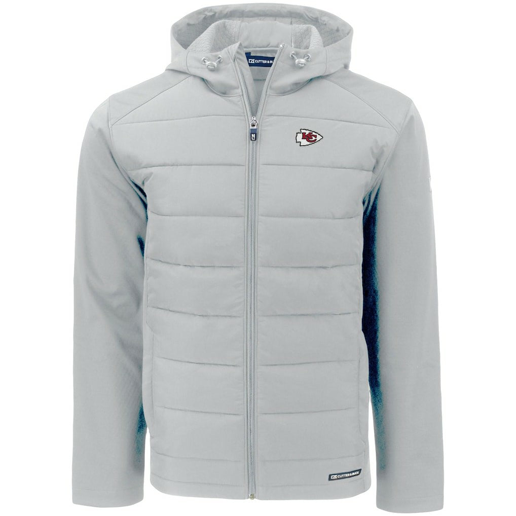 Kansas City Chiefs Cutter & Buck Evoke PrimaLoft Hybrid Eco Softshell Recycled Full-Zip Hooded Jacket Gray | NFL